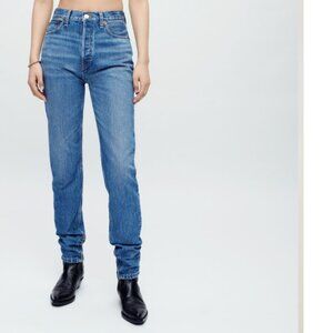 Re Done Super High Waist Zip Hem Drainpipe Denim Jeans in Atomic‎ 26